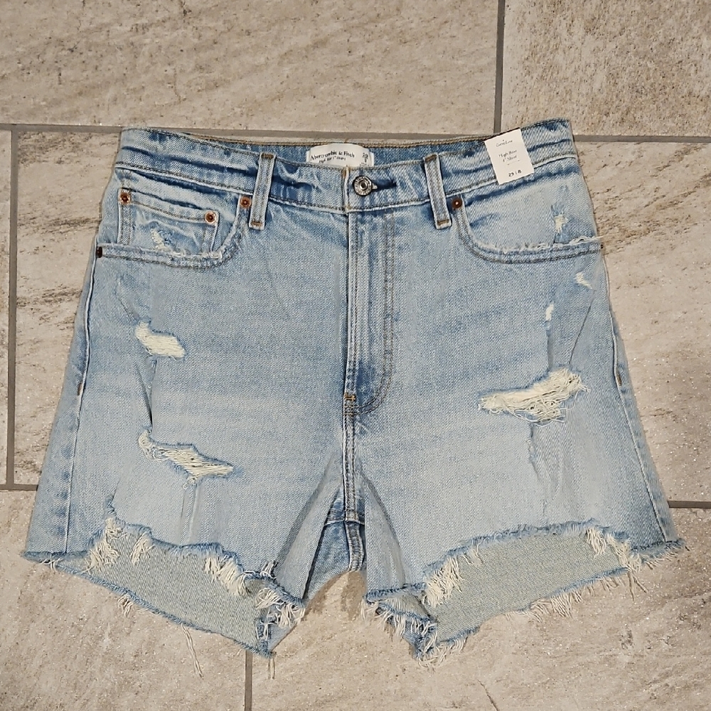 Abercrombie & Fitch Distressed Light Blue Jean Shorts